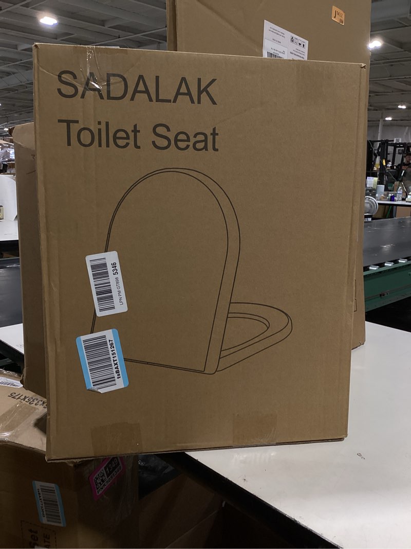 Condition photo showing Good Condition for d/u shape toilet seat,soft close and quick-release for easy cleaning toilet seats cover,stable hinge design to prevent shifting -white elongated toilet lid mtg16