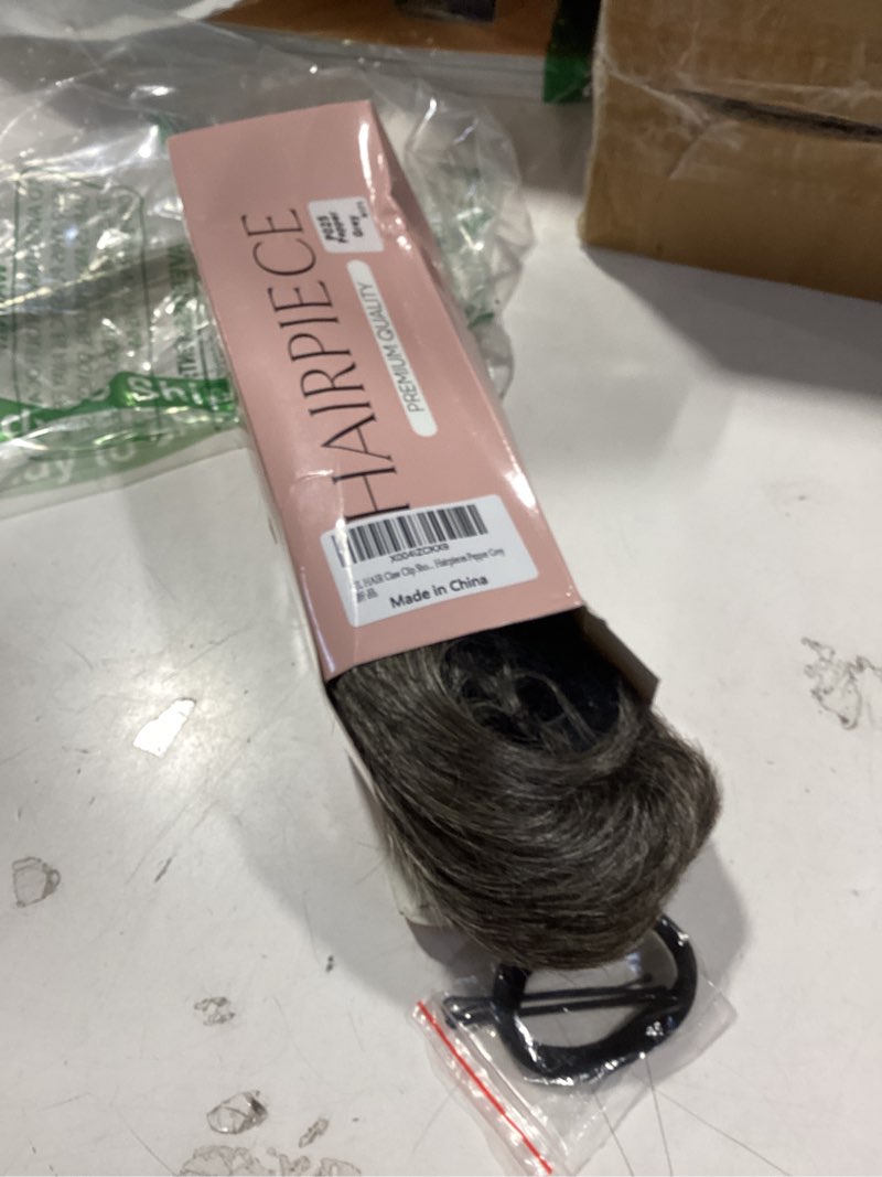 Condition photo showing Good Condition for CJL HAIR Claw Clip Short Ponytail Hair Extensions DIY Bendable Metals Messy Bun Hair Piece for Wonen Straight Synthetic Fake Hairpieces Pepper Grey S-Pepper Grey
