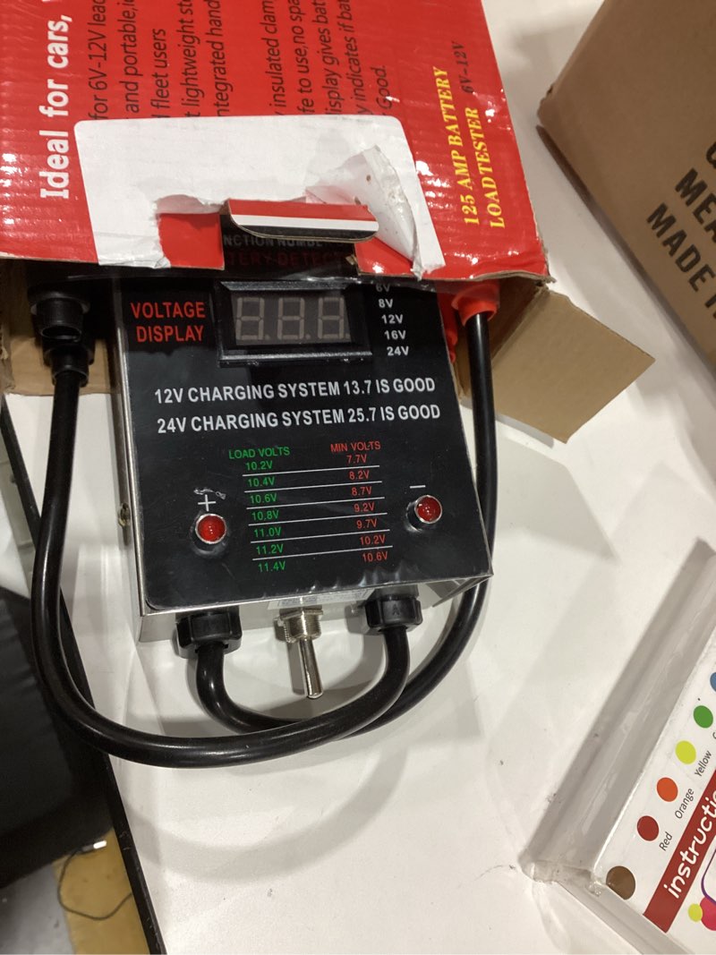 Condition photo showing As Is for Battery Load Tester, Car Battery Load Tester, 6/8/12/16/24V Battery Alternator Tester Digital Voltmeter and Alligator Clips Battery Voltage Tester and Charging System