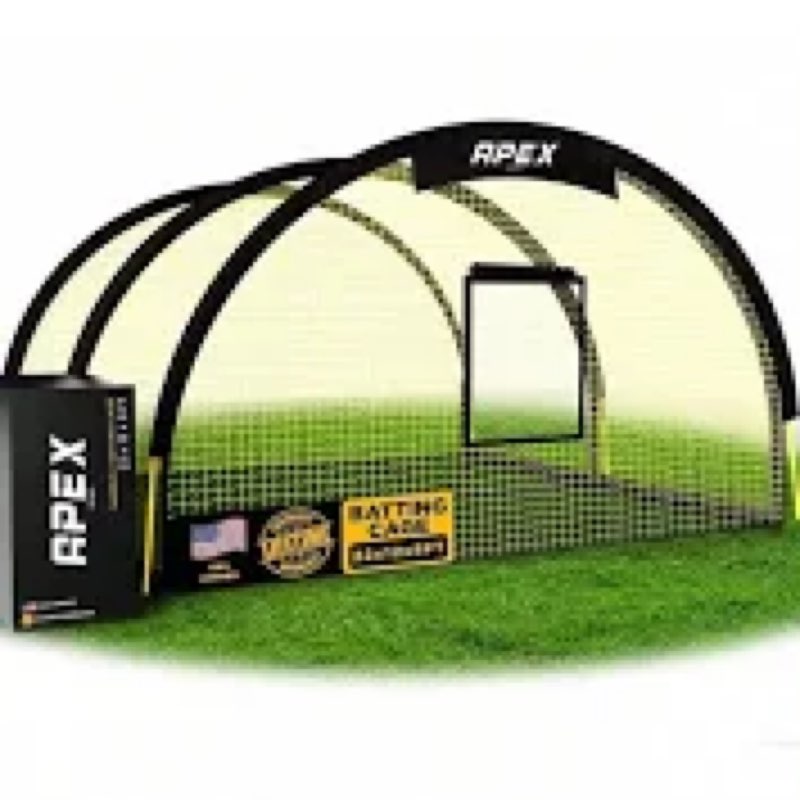 NaxKizo Upgraded 22ft x 12ft x 8ft Baseball & Softball Batting Cage Net with Pitching Machine Hole, 