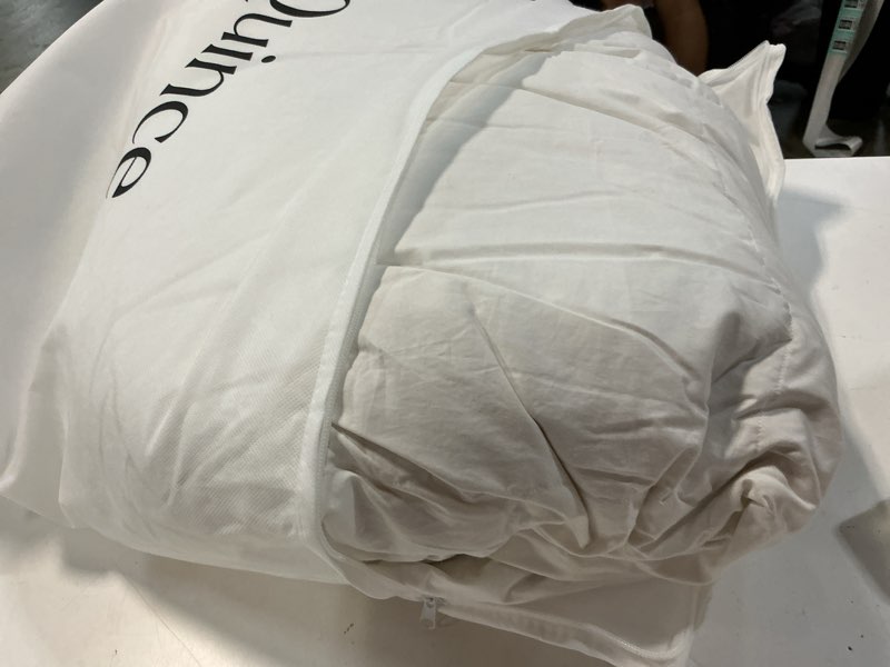 Condition photo showing As Is for premium down comforter, king/cal king, down