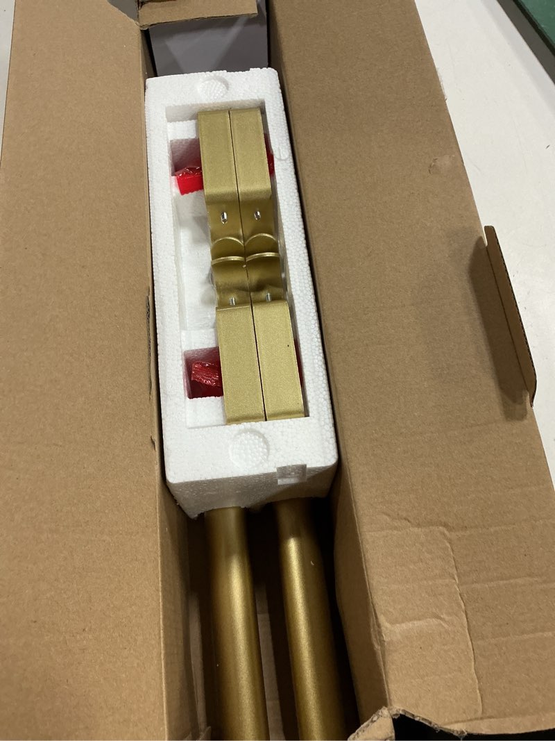 Condition photo showing Good Condition for 1 inch gold curtain rods for windows 72 to 144 inches (6 to 12 ft), usfook telescoping single drapery rod, decorative curtain rod with luxury translucent finials 72-144" luxury gold