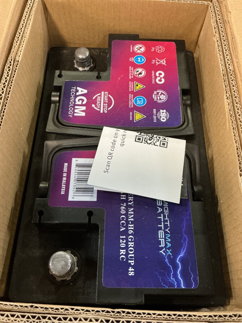 Condition photo showing Good Condition for mighty max battery mm-h6 start and stop car bci group size 48 12v 70 ah, 120rc, 760 cca rechargeable agm car battery group 48