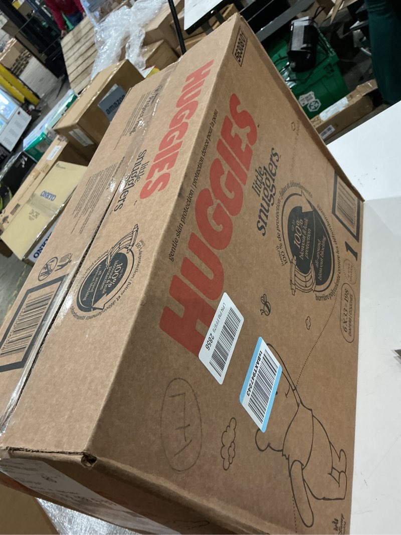 Condition photo showing Good Condition for huggies size 1 diapers, little snugglers diapers, size 1 (8-14 lbs), 198 count (6 packs of 33), packaging may vary