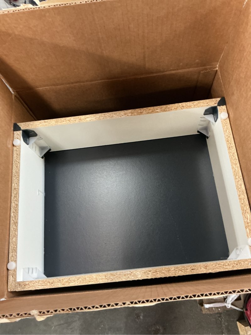Condition photo showing As Is for project source 18-in deep blue single sink bathroom vanity with white cultured marble top