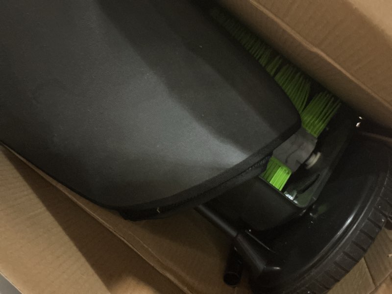 Condition photo showing As Is for earthwise lsw70021 21-inch width leaf & grass push lawn sweeper, black