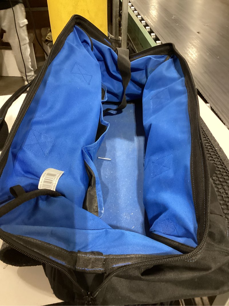 Condition photo showing As Is for kobalt blue polyester 24-in (12x24x11) zippered tool bag