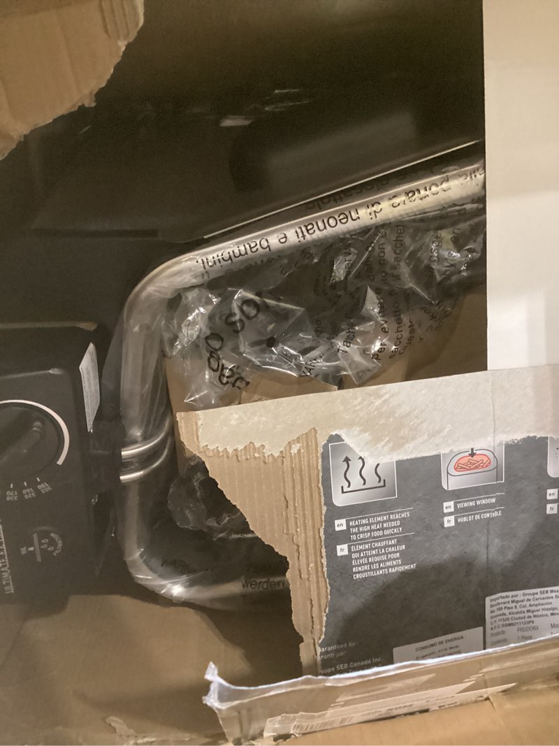 Condition photo showing As Is for t-fal 3.5l stainless steel deep fryer with basket for home use, 1700w, deep fryer with oil filtration, temp control, digital timer 3.5 l- 1700 w