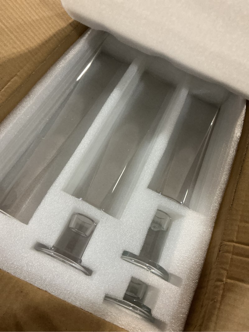 Condition photo showing New/Like New for Glasseam Hurricane Taper Candle Holders: Set of 3 Glass Candlestick Holders with Clear Tall Cylinder Candle Sleeves for Centerpiece Table Outdoor Wedding Home Decor 9.84''/11.84''/13.78''