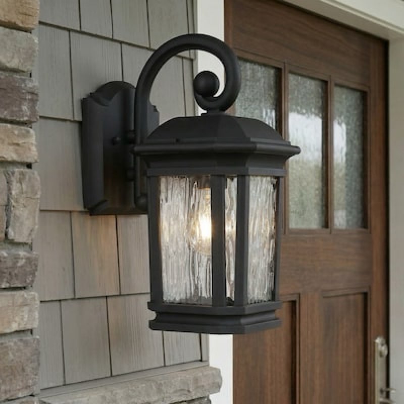 quoizel corrigan 1 -light 13.25-in h matte black hardwired outdoor wall light
