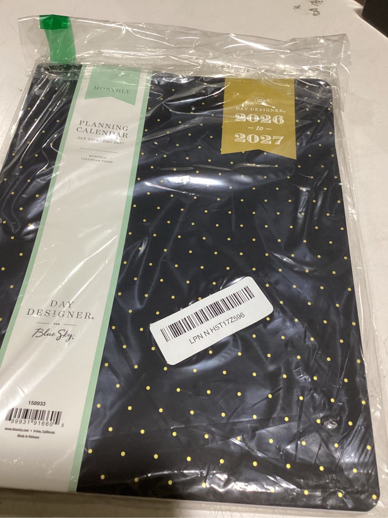 Condition photo showing Good Condition for Blue Sky Day Designer 24 Month 2026-2027 Monthly Planner Calendar, January 2026 - December 2027, 8.5" x 11", Flexible Cover, Stapled Binding, Swiss Dot Black Swiss Dot Black- 2026 8.5" x 11"