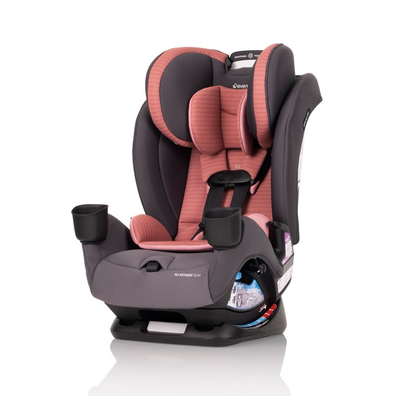 evenflo all4stages slim 4-in-1 convertible car seat (sanibel pink)