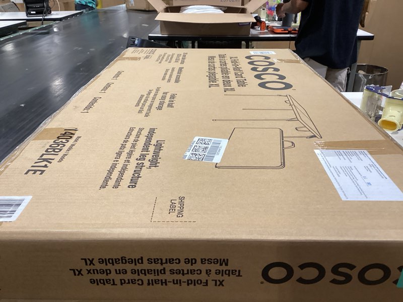 Condition photo showing New/Like New for coscoproducts cosco xl 38.5" fold-in-half card table w/handle, black, indoor & outdoor, wheelchair accessible