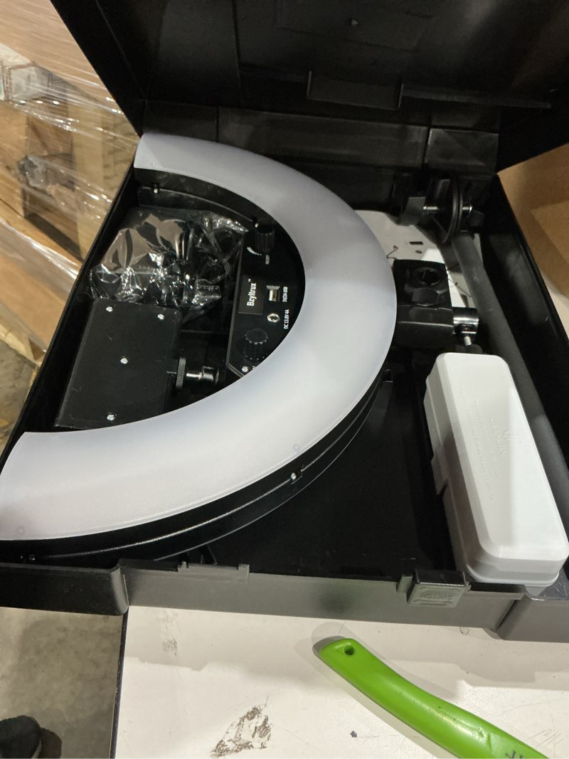 Condition photo showing Good Condition for large ring light kit with 79" stand, [new version] 55w 6700k dimmable,led 18" big ring light tripod,dual phone holder for iphone,tiktok,makeup,yutobe,live stream,photography,video recording black