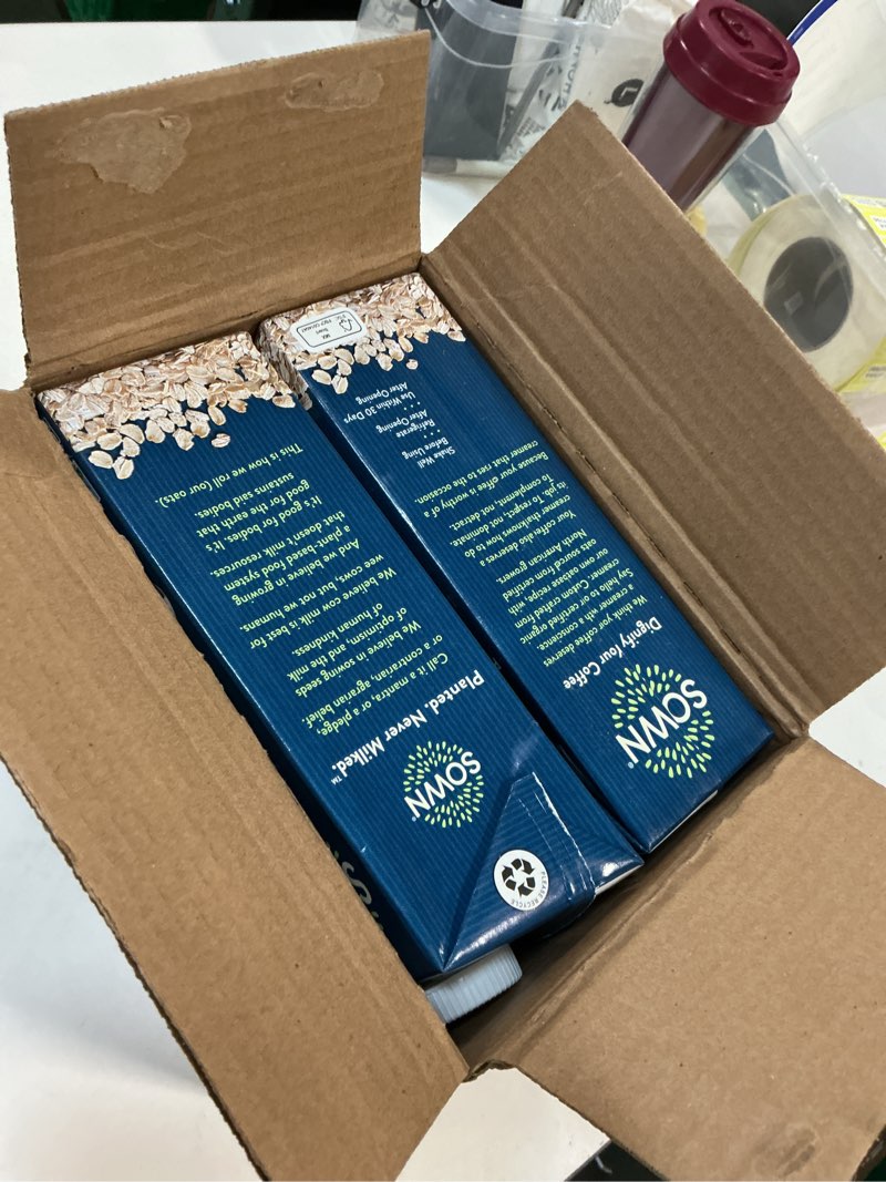Condition photo showing New/Like New for BBD: Jan 2026- SOWN Organic Oat Creamer Sweet & Creamy - Barista Oat Milk Non Dairy Coffee Creamer - Plant Based, Dairy-Free, Vegan, Gluten-Free, Non-GMO, Shelf Stable - 32oz (Pack of 6) Sweet & Creamy 32 Fl Oz (Pack of 6)