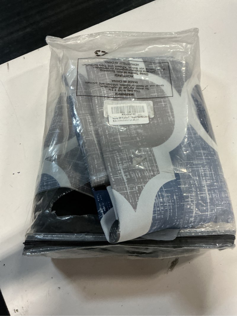 Condition photo showing Good Condition for beauoop moroccan 100% blackout curtains bedroom blue grey 50x72 2 panels | geometric room darkening drapes for living room 72 inch long thermal insulated soundproof lattice window treatment grommet