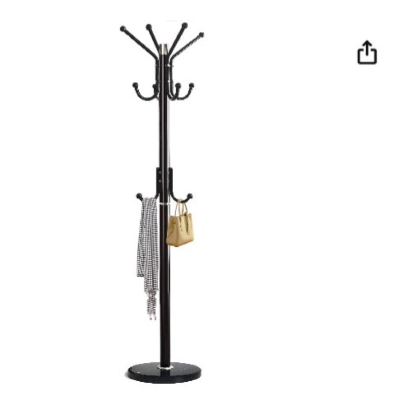 Kertnic Modern Coat Rack Freestanding with Natural Marble Base & Sturdy Metal Frame, 11 Hooks Hall T