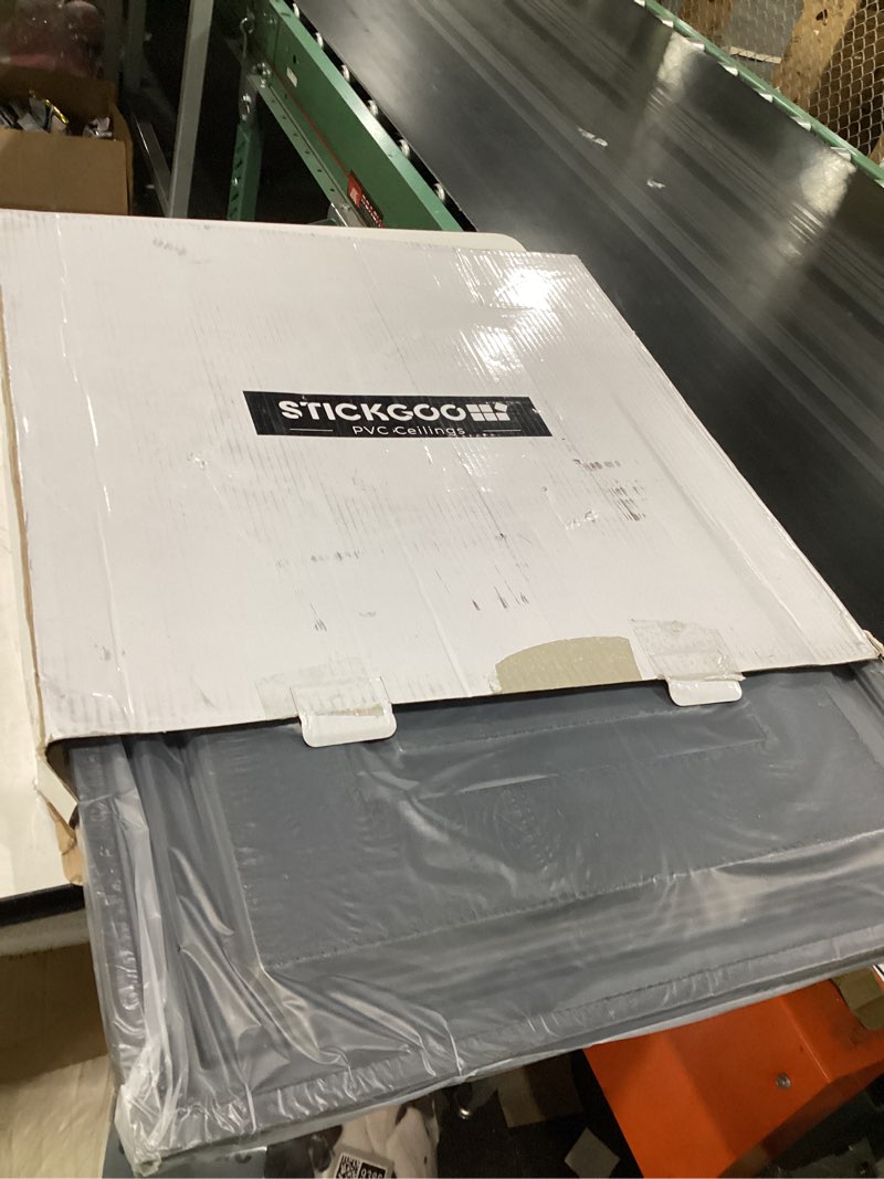 Condition photo showing Good Condition for stickgoo black drop ceiling tile 2ft x 2ft, ceiling panel high-grade pvc coverings 24 x 24in - 12 pack cover 48 sq. ft 24"x24" black