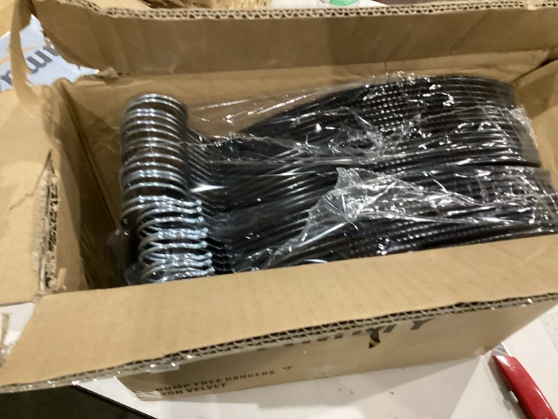 Condition photo showing New/Like New for Ergonomic Curved Plastic Hangers 50pack - No Shoulder Bump Design, Non-Slip Grip for Delicate Fabrics, Heavy Duty Clothes Hangers, Holds Up to 11lbs - Ideal for Silk, Coats & Winter Wear(Black) Black 50pack-black
