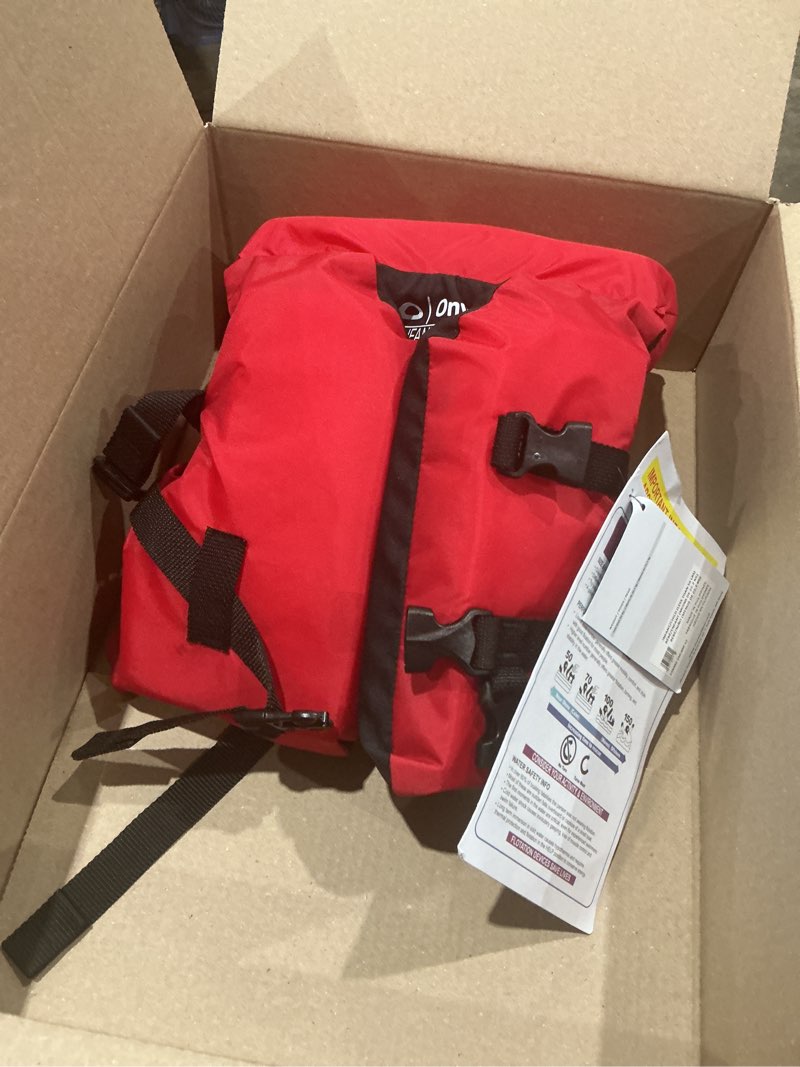 Condition photo showing Good Condition for onyx infant & child life jacket – uscg approved general purpose vest for boating, water sports & safety – fits infants/children under 50lbs red infant/child