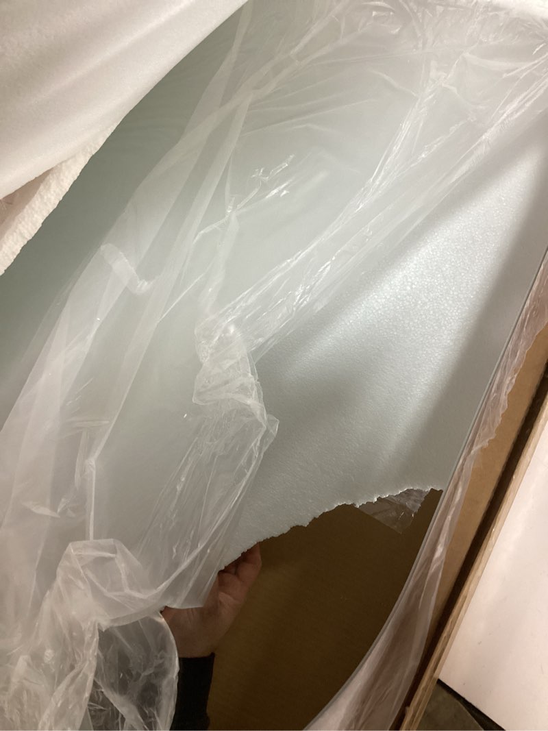 Condition photo showing Good Condition for Frameless Bathroom Mirror, Square 50CM×50 CM HD Glass Frameless Wall Mirror for Bathroom Vanity, Entryway, Living Room, Home Decor