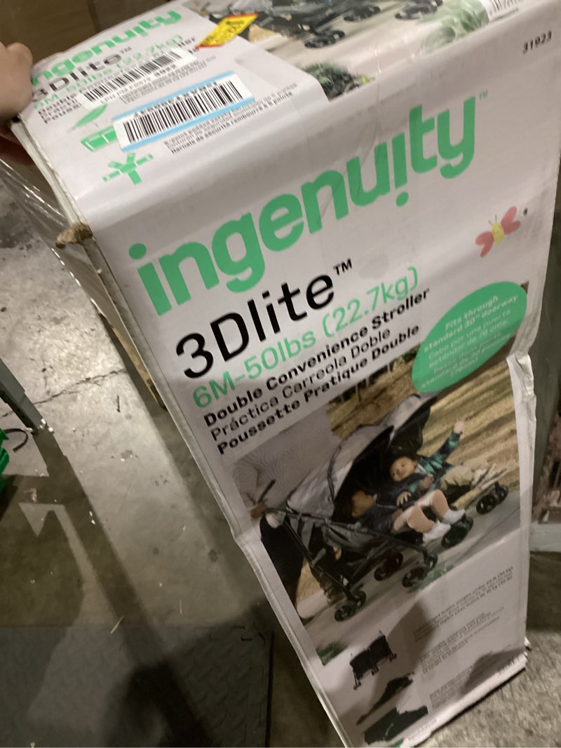 Condition photo showing As Is for Summer Infant 3Dlite Folding Lightweight Side by Side Double Stroller with 5-Point Safety Harness for Infants and Toddlers, Black