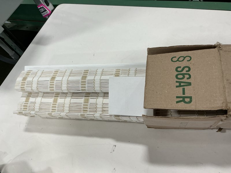 Condition photo showing New/Like New for LazBlinds No Tools No Drill Cordless Bamboo Roman Shades, Custom Light Filtering Window Treatment, Roll Up Bamboo Blinds for Windows, Whitewash B Whitewash B Custom Size