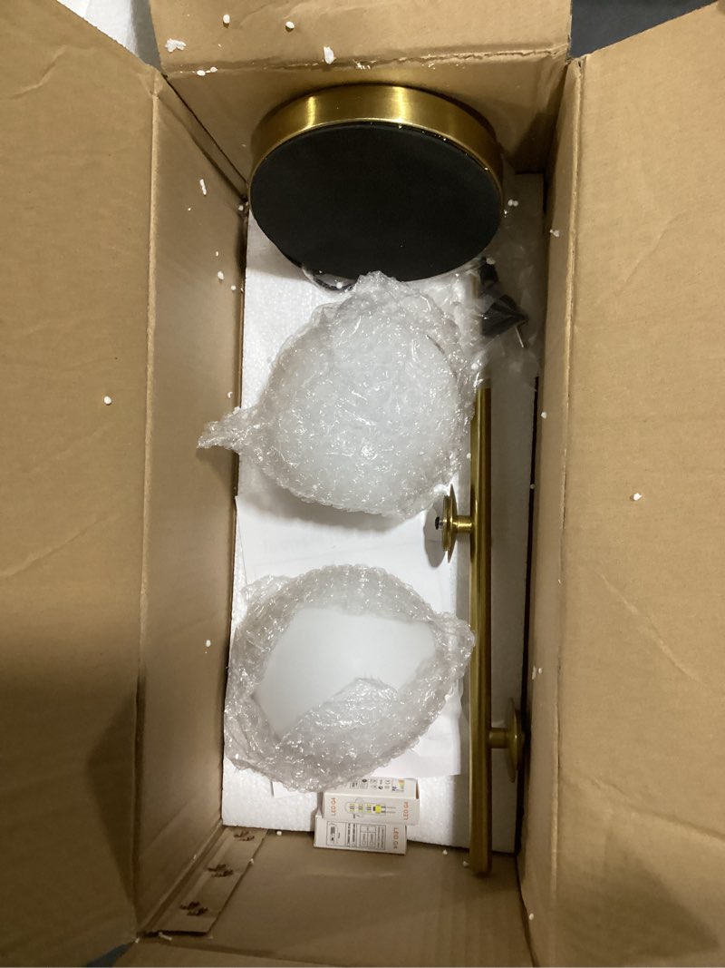 Condition photo showing Good Condition for RaGiBow Mid Century Table lamp Luxury Gold Sphere Table Lamp White Glass Nightstand Light Farmhouse Vintage lamp for Bedroom Office (2 LED Globe Lights)