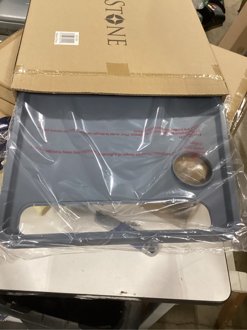 Condition photo showing New/Like New for bluestone walker tray- upright with holders-universal table fits most standard folding walkers-home mobility medical equipment accessories, 1 count (pack of 1)