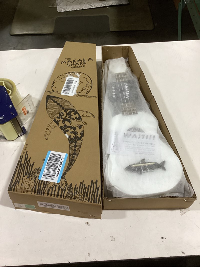 Condition photo showing New/Like New for Kala Makala Shark 21 Inch Soprano Ukulele, Entry-Level Instrument for Kids and Adults, Colorful Fun and Great Sound, Tote Bag Included, Great White