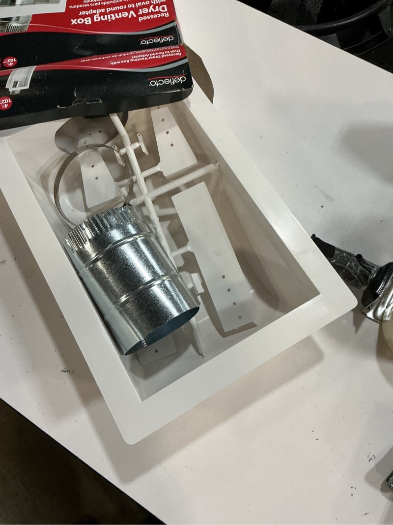 Condition photo showing New/Like New for deflect-o dryer venting box 4" wht