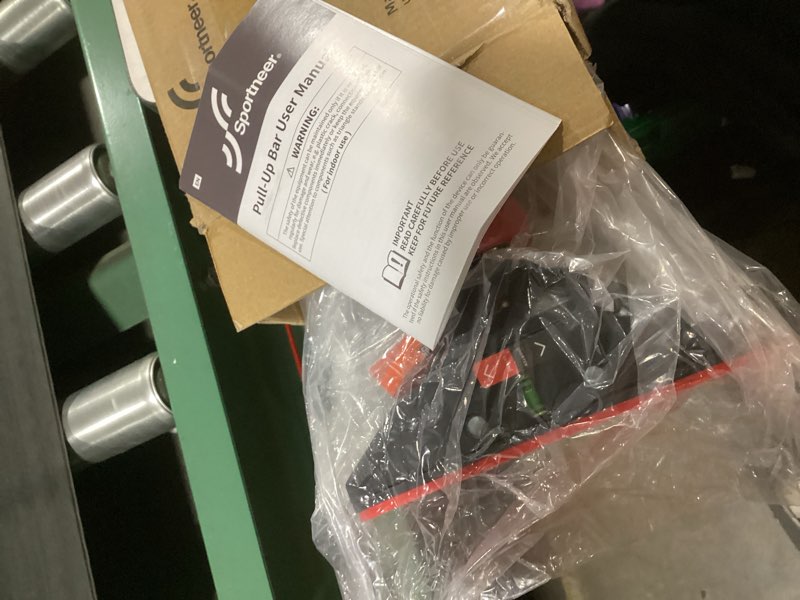 Condition photo showing Good Condition for Pull Up Bar for Doorway: Sportneer Strength Training Pull-up Bars without Screw - Adjustable Width Locking Mechanism Chin Up Bar, Thickened Steel Max Limit 440 lbs Upper Body Fitness Pullup Bars for Home (Black-Red)