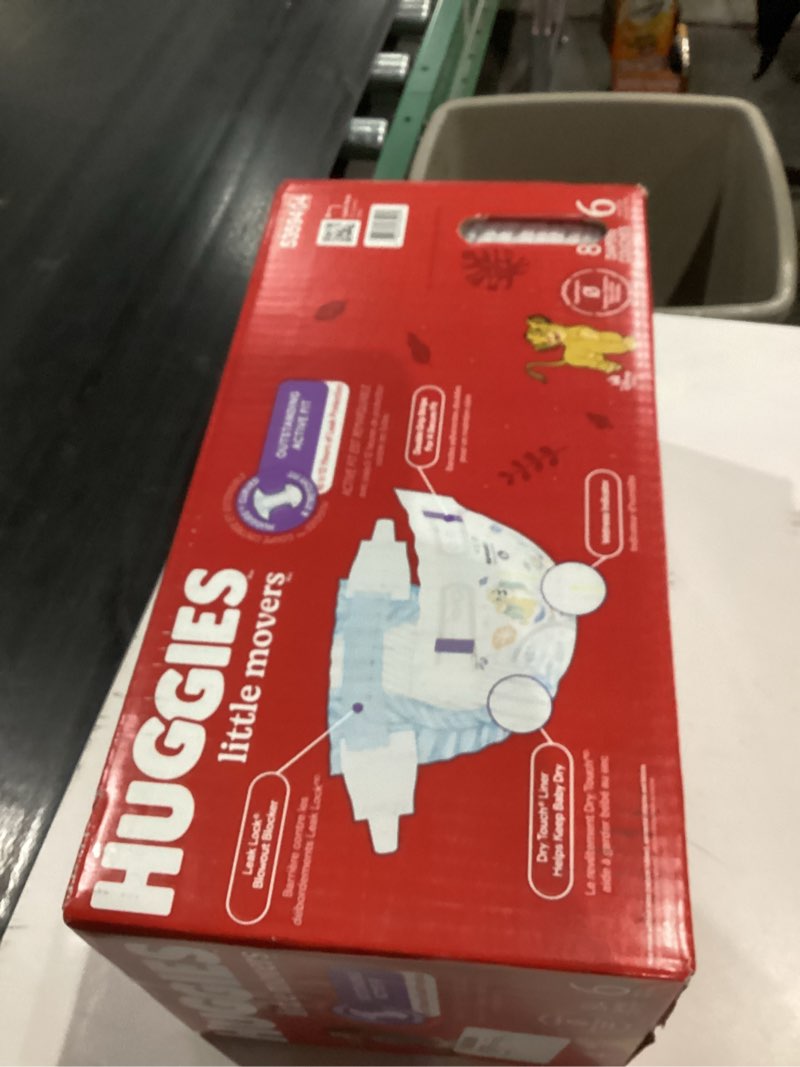 Condition photo showing New/Like New for huggies little movers baby diapers, size 6 (35+ lbs), 84 ct