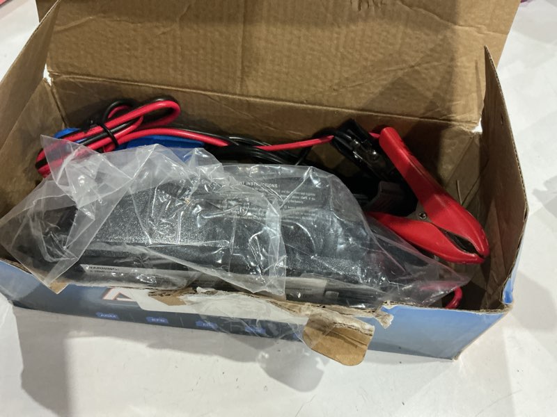 Condition photo showing As Is for ADPOW 5A 12V Automatic Smart Battery Charger Automotive Maintainer 7-Stages Trickle for Deep Cycle Car Marine Trolling Motor Boat Truck Lawn Mower RV AGM with Terminal Cleaning Brush