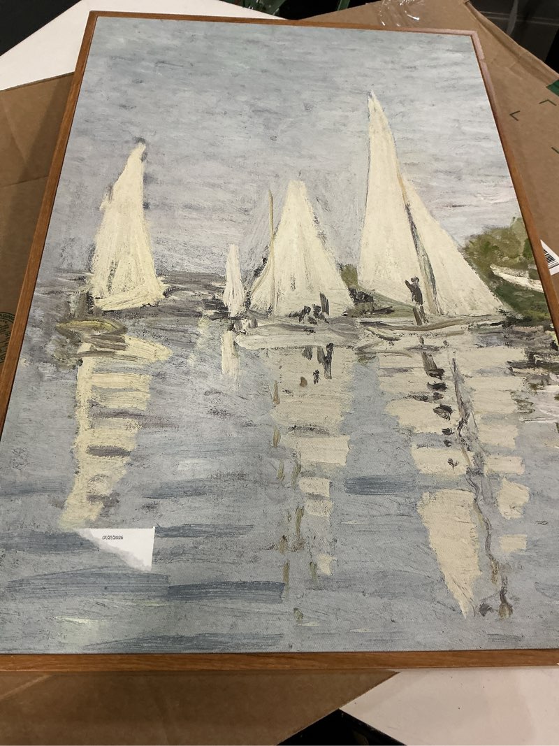 Condition photo showing Good Condition for ARPEOTCY Framed Canvas Print Wall Art Decor, French Vintage Flower Spring Botanical Wall Art Home Decor, Ceramic Vase Floral Oil Painting for Living Room, Office Shelf Decoration, 16x24 inch