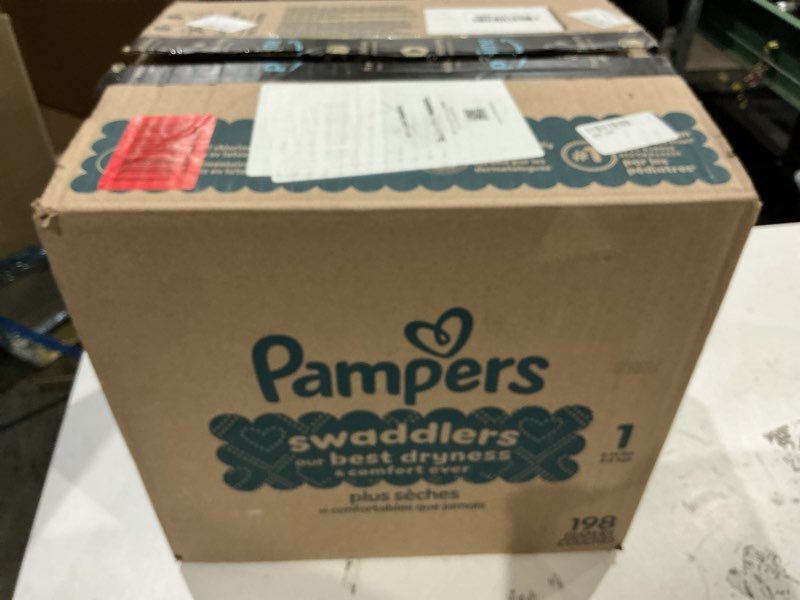 Condition photo showing New/Like New for pampers swaddlers diapers, size 1 (8-14 lbs), 198 count, absorbent, keeps baby dry and comfortable, skin safe disposable baby diaper (packaging may vary) size 1 198