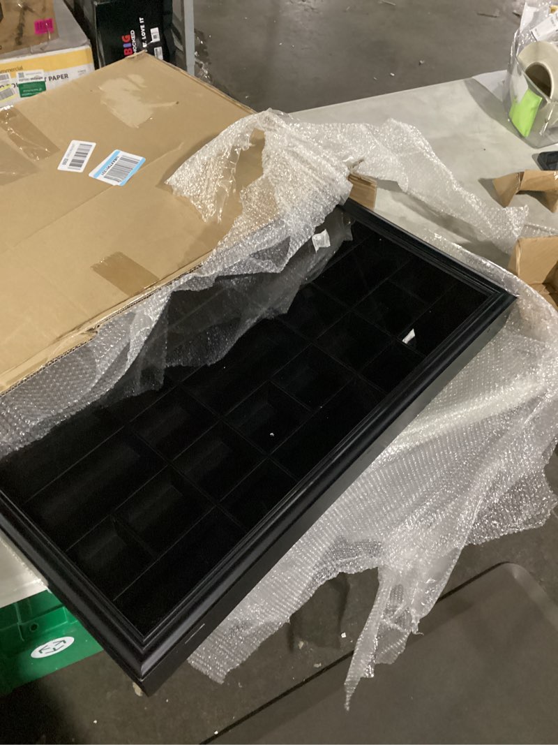 Condition photo showing Good Condition for gallery solutions - black wall-mounted - curio & shot glass display case - 17"x26" glass door - bar 