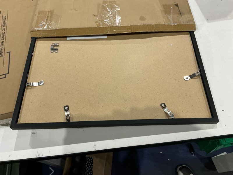 Condition photo showing Good Condition for upsimples 18x18 picture frame, display pictures 8x8 with mat or 18 x 18 without, wall hanging square frames, black, 1 pack black 18x18