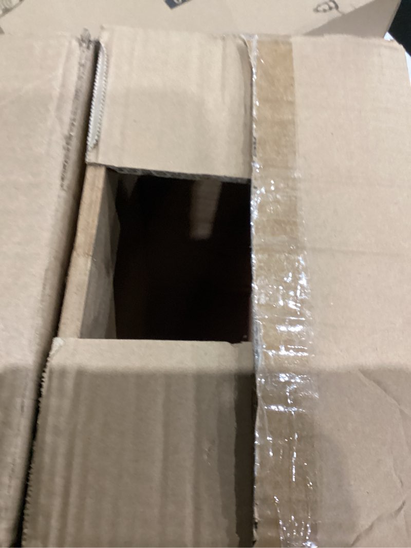 Condition photo showing Good Condition for Small Wood Trash Can, Farmhouse Rectangular Garbage Can Waste Basket, Rustic Distressed Reclaimed Wood Wastebasket, Vintage Wooden Trash Recycling Bin Storage Basket with Metal Handles (Natural)