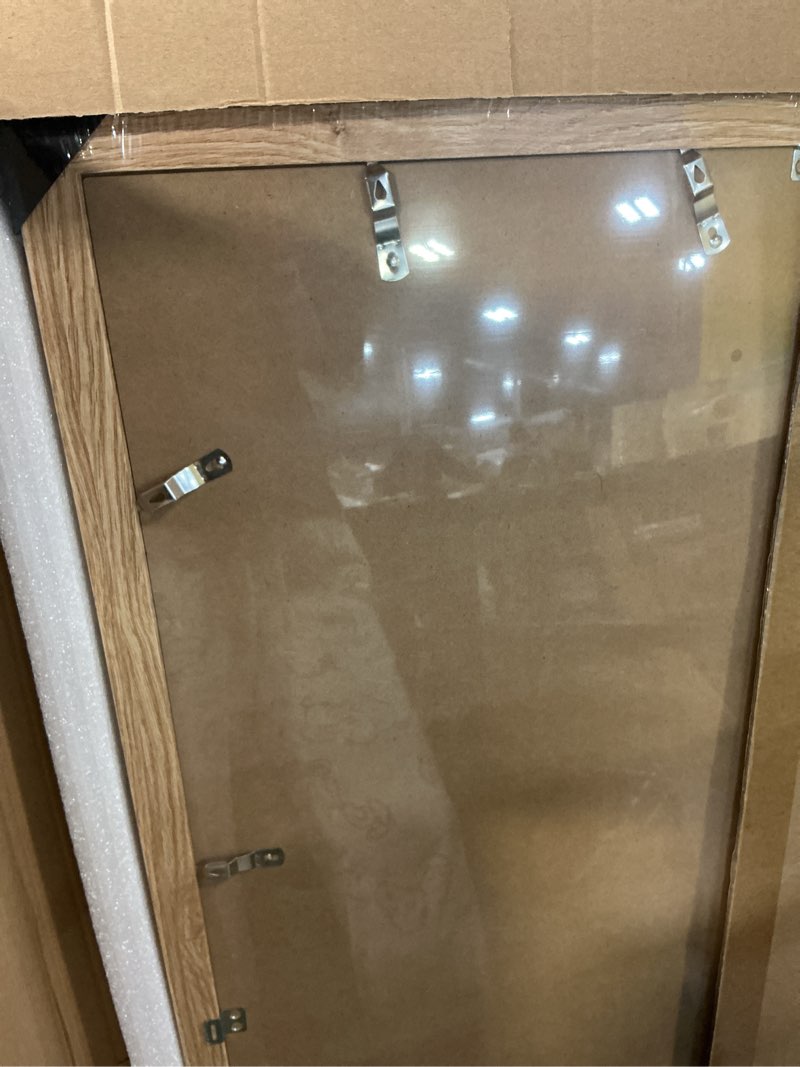 Condition photo showing New/Like New for 24x36 poster frame set of 2, natural oak wood style - display 20x30 picture with mat or 24 x 36 poster without mat, wall mounting horizontal and vertical natural oak 24x36 in