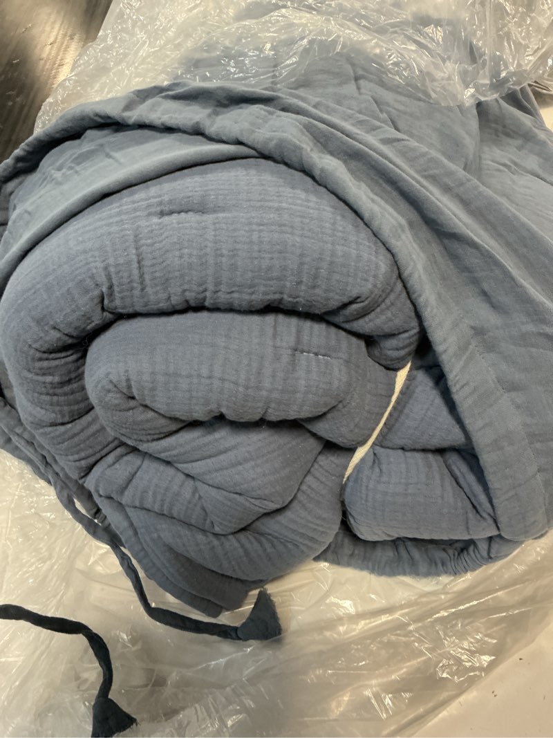 Condition photo showing As Is for organic cotton gauze dream quilt, full/queen, mineral