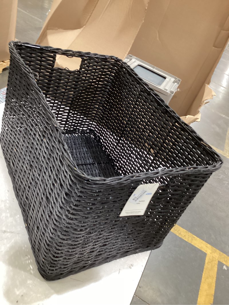 Condition photo showing Good Condition for xl washed woven rattan crate black - brightroom™: decorative storage basket, rectangle, air dry, 22"x15"x13.25"