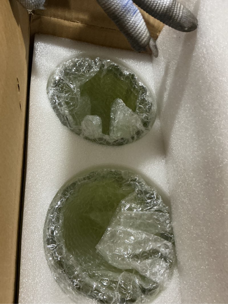 Condition photo showing Good Condition for 2 pcs green glass tulip lamp shades small flower sconce shade e26 base 1.65" top x 4.45" dia. x 4.33" h mini lampshades replacement for floor table chandelier decor vanity pendant light covers 2 tulip