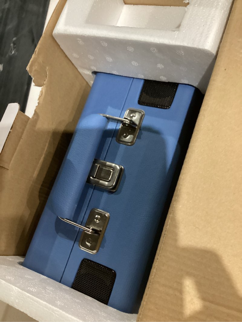 Condition photo showing As Is for Vinyl Record Player Bluetooth Vintage Portable Suitcase Turntable with Built-in Speakers 3-Speed Belt-Driven Record Player Support RCA Output and Headphone Output