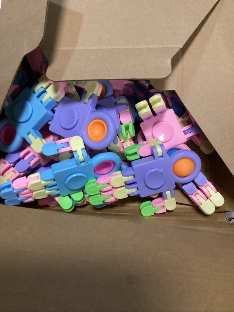 Condition photo showing Good Condition for Hanaive 24 Pcs Robot Fidget Spinners for Kids Transformable Fingertip Gyro Chain Toy Deformable DIY Stress Relief Fidget Sensory Toys Adults Piñata Goodie Bag Stuffers Valentine Party Favors Gift