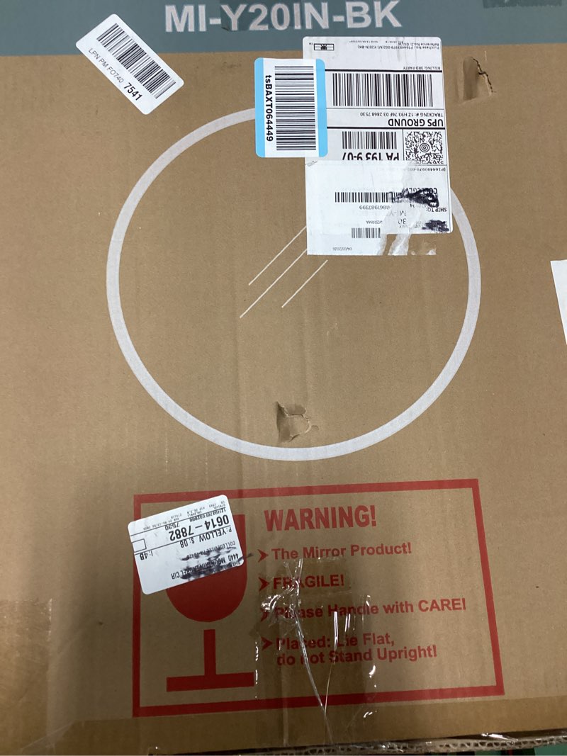 Condition photo showing New/Like New for round wall mirror 20 inch black vanity mirror with metal frame, modern circle for bathroom, entryway, bedroom, living room, wall mounted decorative mirrors round 20"l x 20"w black