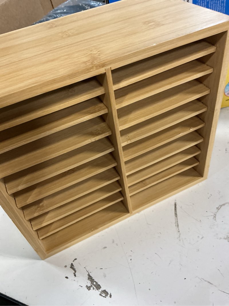 Condition photo showing Good Condition for 126 bamboo marker organizer, desktop storage hold 126 markers, 18 compartments marker storage for home, classroom, office, pen pencil holder desk art supply organizer