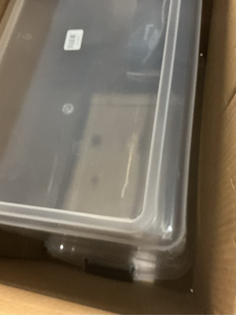 Condition photo showing Good Condition for HOMZ 1- Pack Secure Latch, Clear Plastic Storage Organizer Bins, 15 Quart, Gray Lid - Stackable Container Boxes for Bedroom, Bathroom, Garage, and Office Organization Gray Lid 15 QT