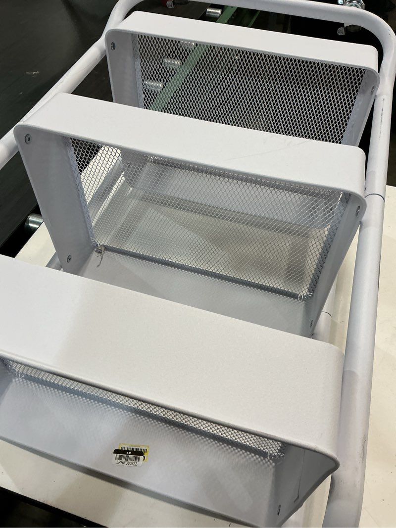 Condition photo showing Good Condition for mainstays 3 tier metal laundry cart, rich white, easy rolling