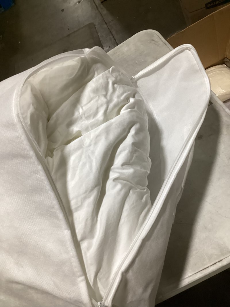 Condition photo showing As Is for ultra warm luxe goose down comforter, king/calking, white